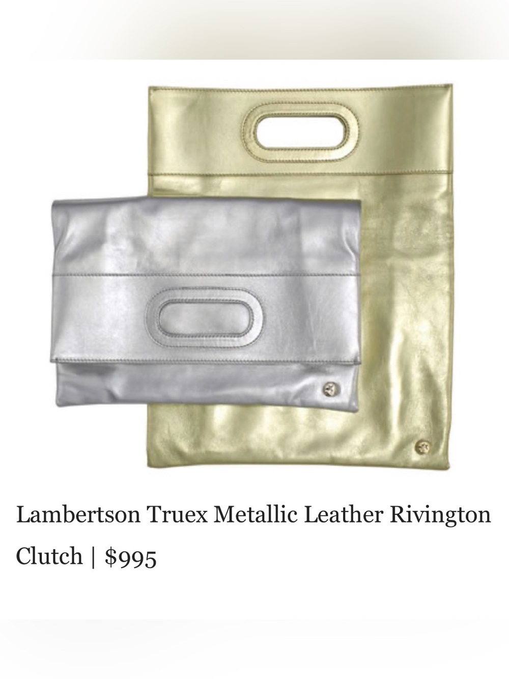 LAMBERTSON TRUEX silver metallic genuine leather fold over clutch purse-DEAL!🎉